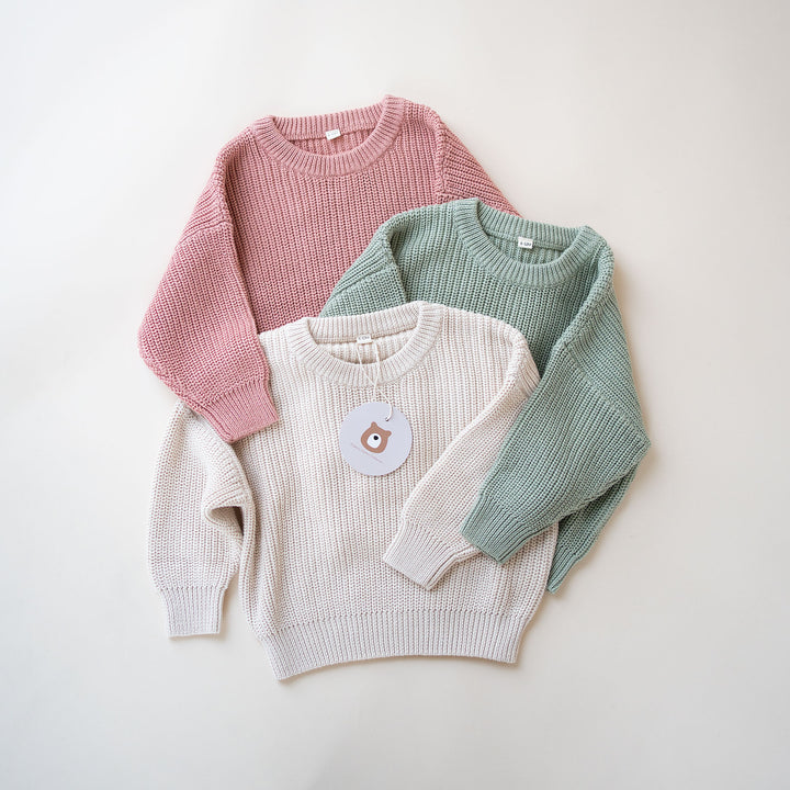 JBØRN Organic Cotton Knitted Crew Neck Jumper | 6-12 Months - Personalisable Baby Products Sold and Personalised by JustBørn