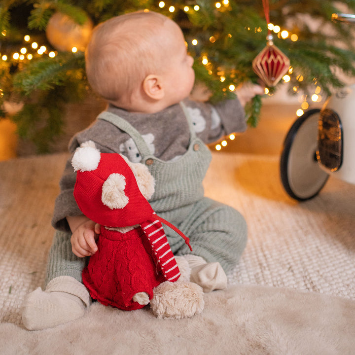 JBØRN Christmas Teddy Bear Soft Toy with Personalised Festive Outfit - Personalisable Baby Products Sold and Personalised by JustBørn