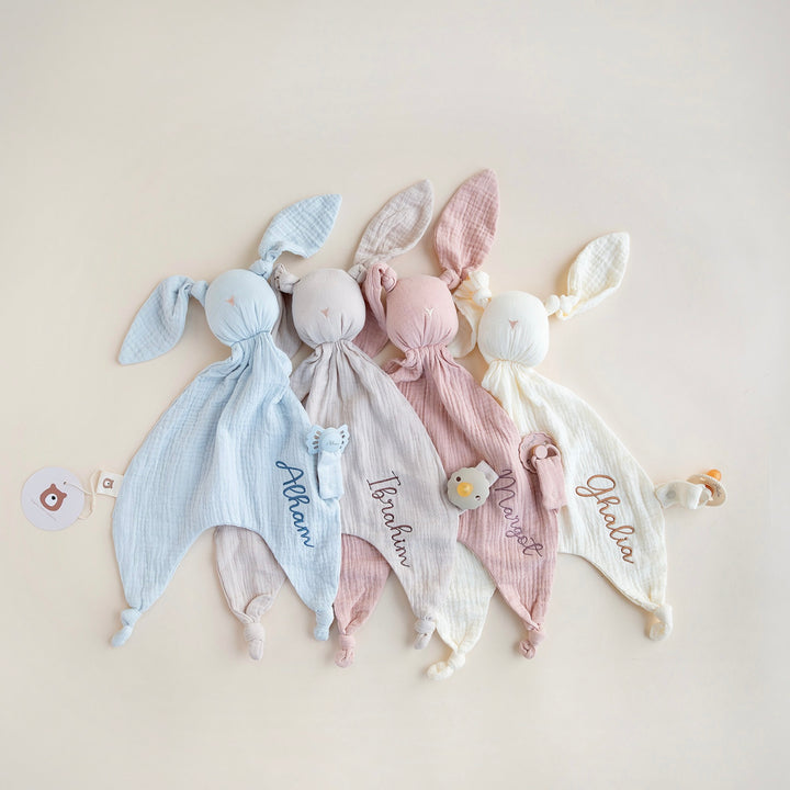 JBØRN Organic Cotton Bunny Comforter with Pacifier Loop - Personalisable Baby Products Sold and Personalised by JustBørn