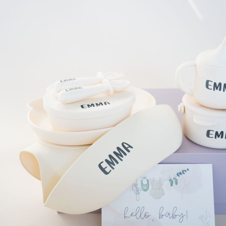 JBØRN Baby Weaning Essentials Gift Box Ivory - Personalisable Baby Products Sold and Personalised by JustBørn