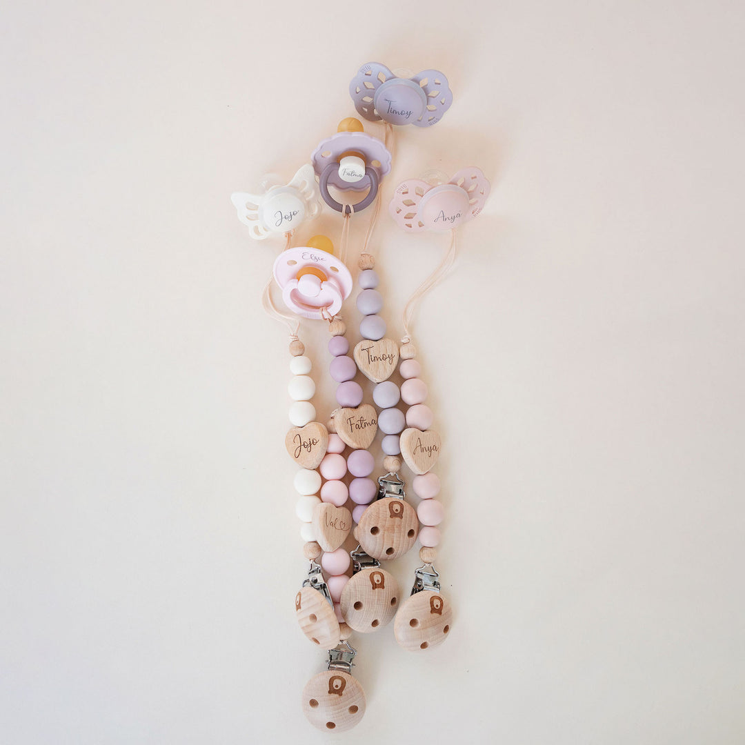 JBØRN Love Heart Pacifier Clip - Personalisable Baby Products Sold and Personalised by JustBørn