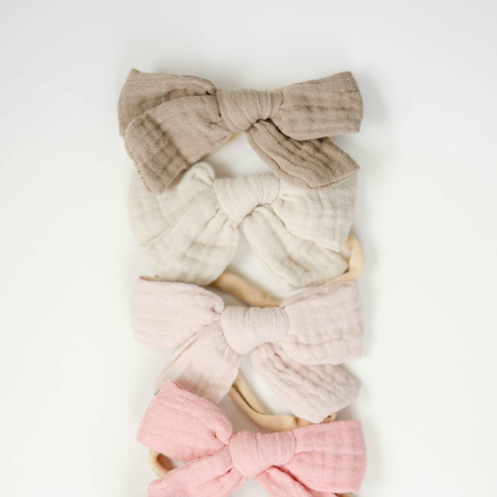 Portobello JBØRN Muslin Baby Bow Headband by Just Børn sold by Just Børn