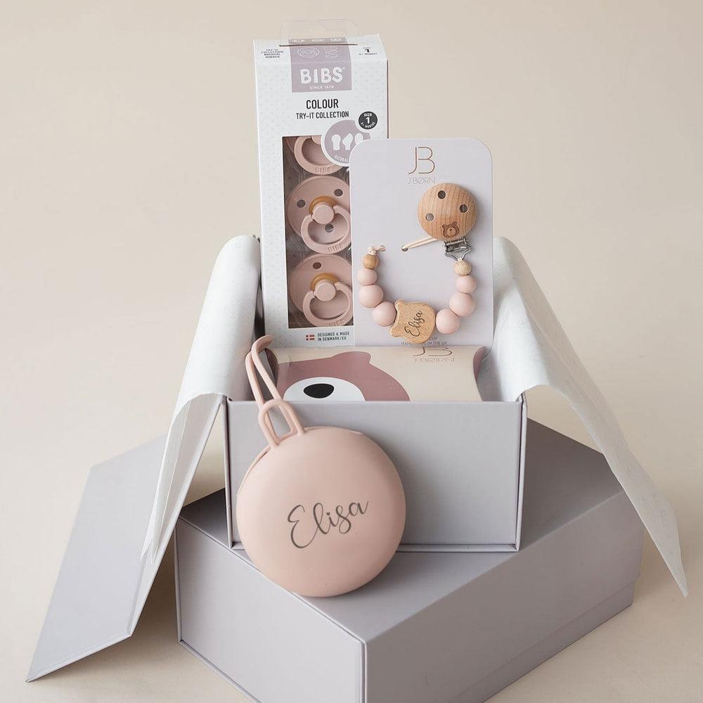 JBØRN x BIBS Gift Box | Baby's First Pacifier Pack & Holders Set - Personalisable Baby Products Sold and Personalised by JustBørn