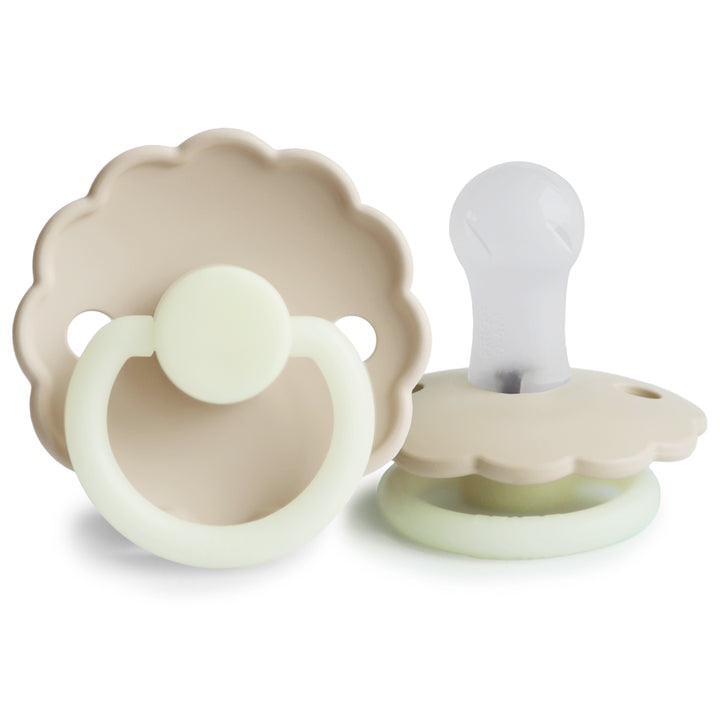 FRIGG Daisy Silicone Pacifiers Cream Night Glow No - Personalisable Baby Products Sold and Personalised by JustBørn