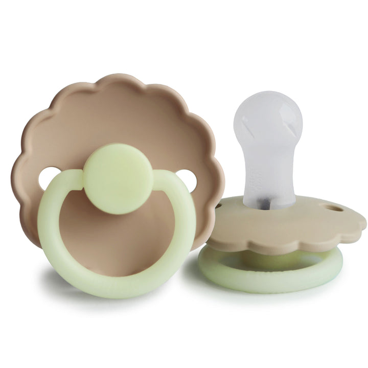 FRIGG Daisy Silicone Pacifiers Croissant Night Glow No - Personalisable Baby Products Sold and Personalised by JustBørn