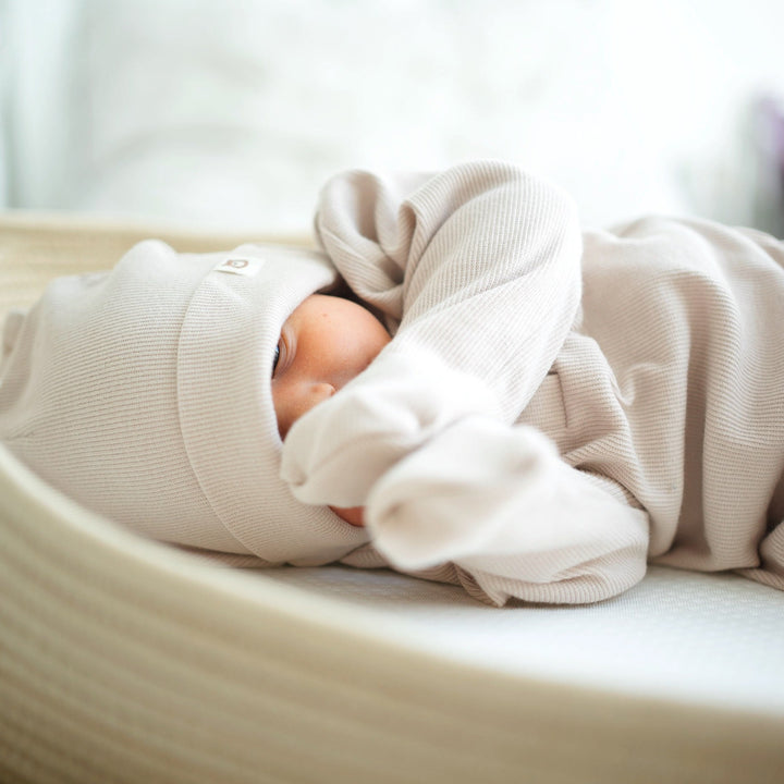 Dusty Rose JBØRN Organic Cotton Knotted Baby Gown & Hat by Just Børn sold by Just Børn