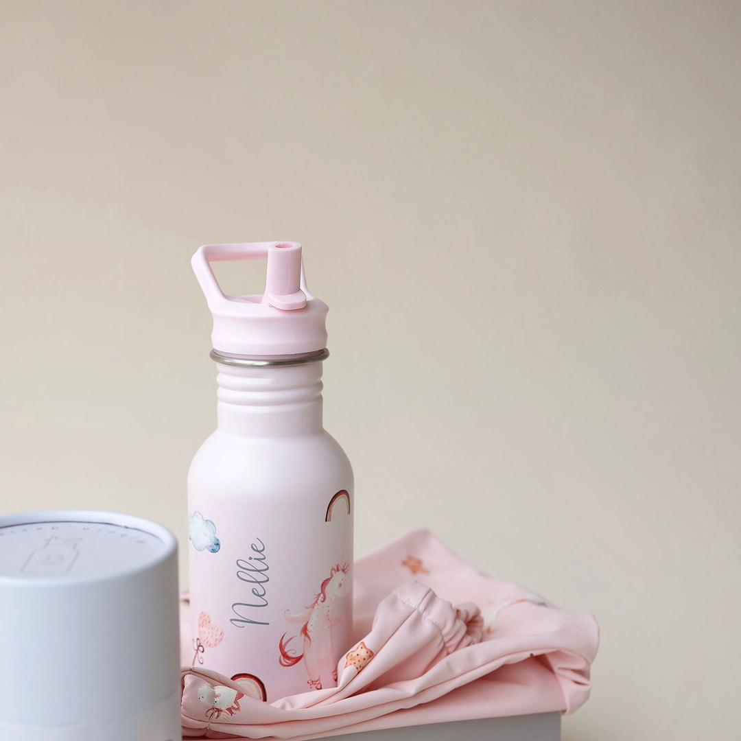 JBØRN First Birthday Gift | Personalised Water Bottle & Matching Sleeved Bib - Personalisable Baby Products Sold and Personalised by JustBørn