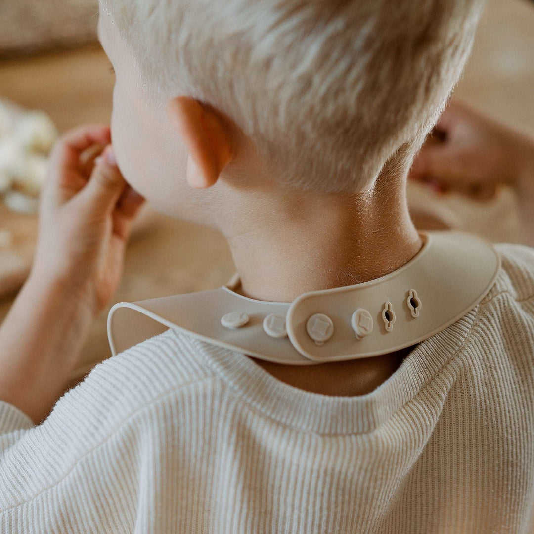 Beige JBØRN Silicone Baby Feeding Bib | Personalisable by Just Børn sold by Just Børn