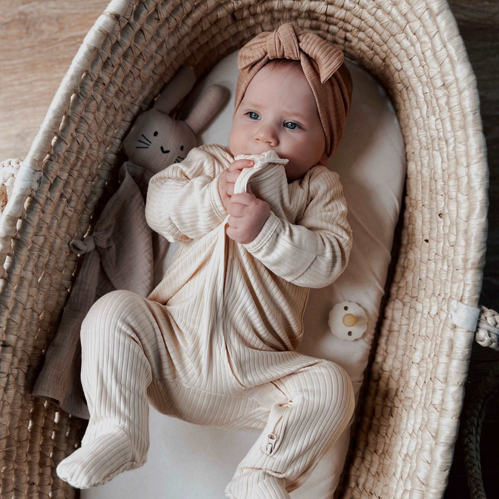 ribbed Blush JBØRN Organic Cotton Ribbed Baby Sleep Suit by Just Børn sold by Just Børn