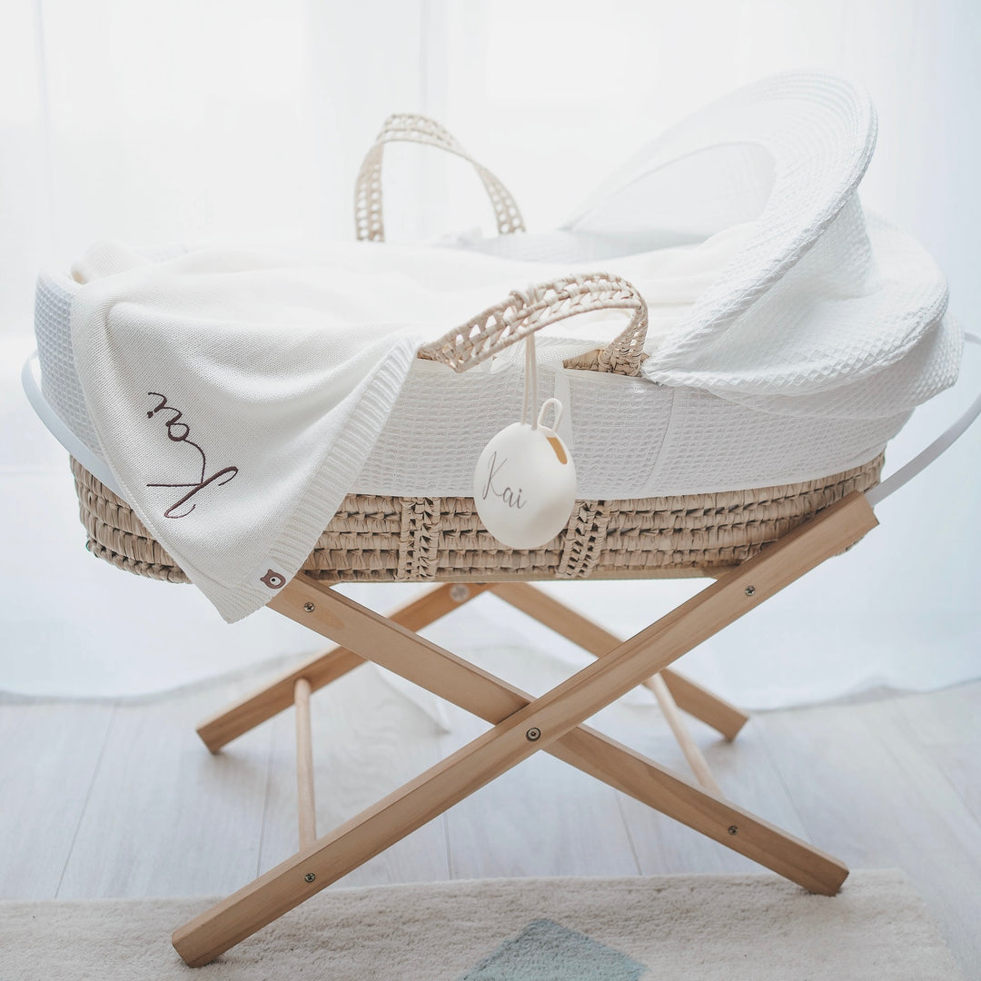 JBØRN - New Baby Gift - Knitted Blanket & Bunny Rattle Toy - Personalisable Baby Products Sold and Personalised by JustBørn