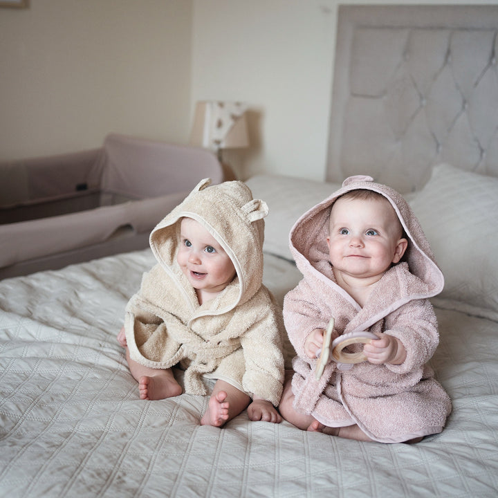 JBØRN Organic Cotton Baby Hooded Towelling Bathrobe (6m-2 years) - Personalisable Baby Products Sold and Personalised by JustBørn