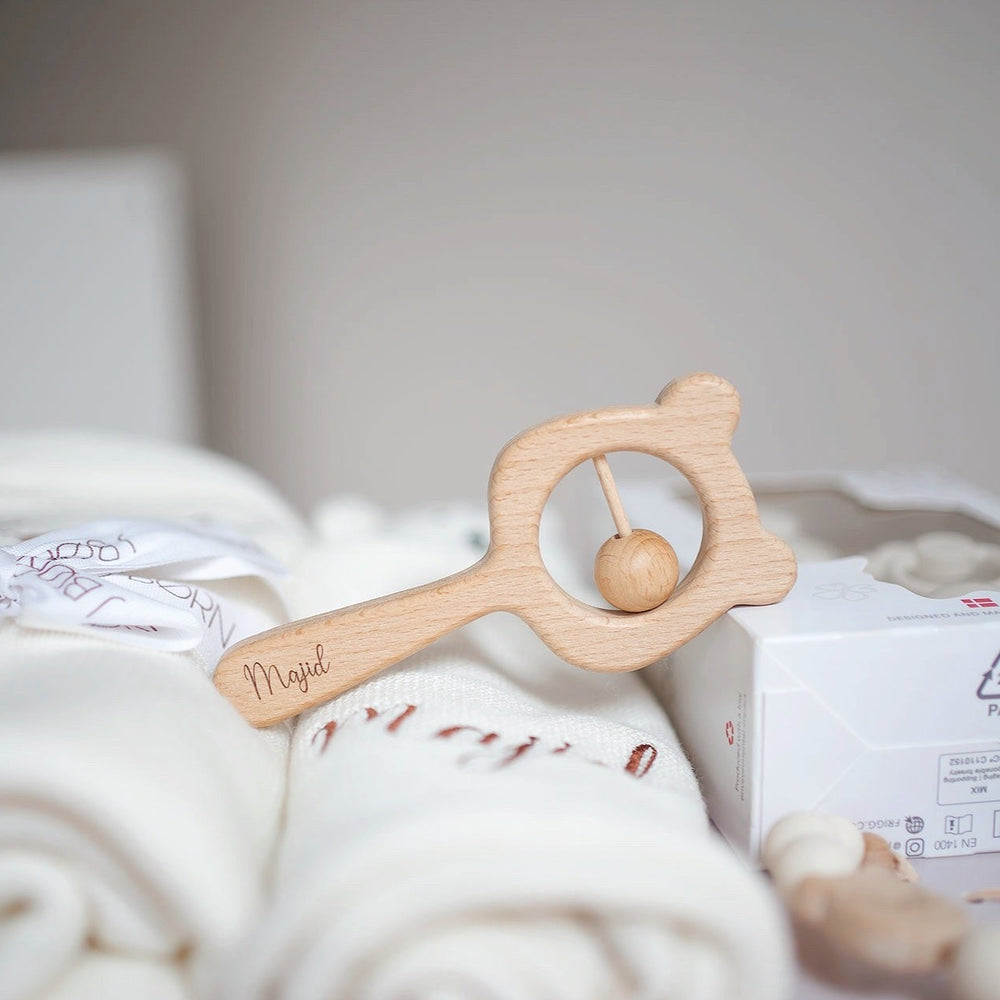  JBØRN Wooden Teddy Rattle | Personalised by Just Børn sold by Just Børn