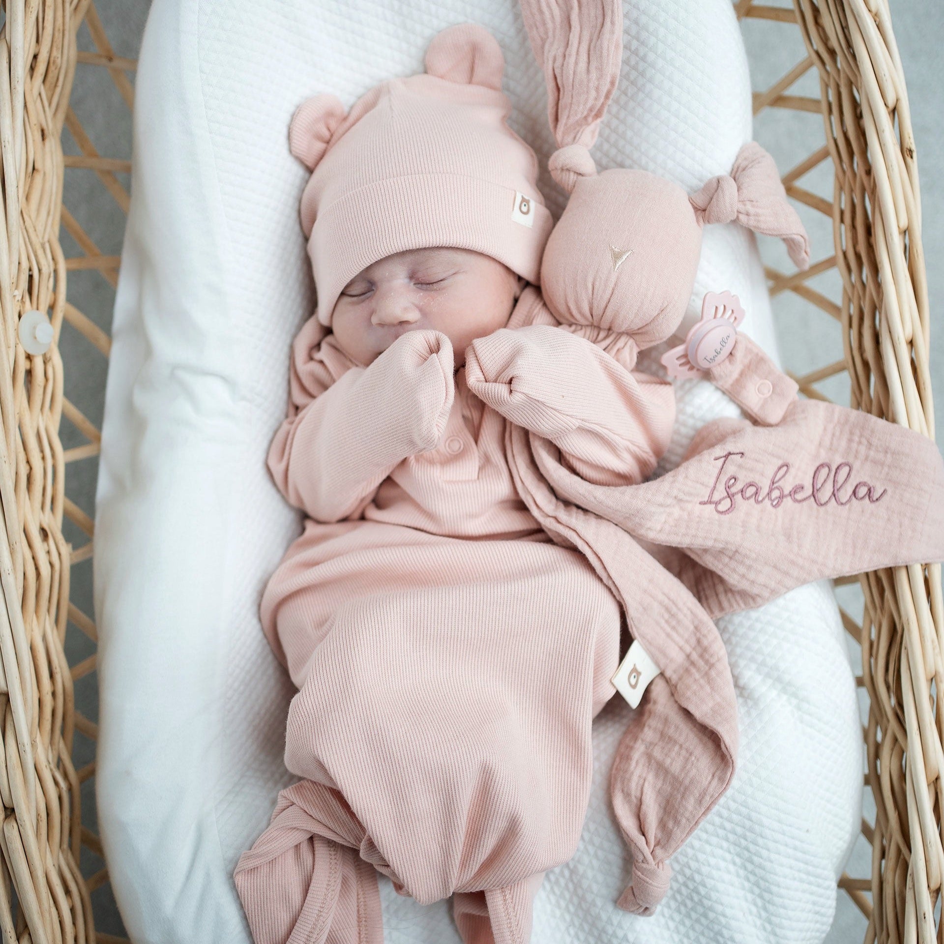 JBØRN Organic Cotton Bunny Comforter with Pacifier Loop - Personalisable Baby Products Sold and Personalised by JustBørn
