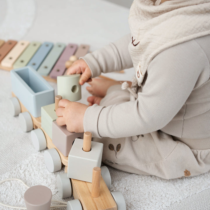 JBØRN Personalised Wooden Pull-Along Stacking Train Set No - Personalisable Baby Products Sold and Personalised by JustBørn
