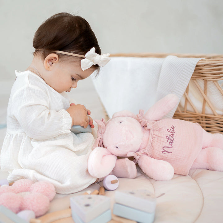 JBØRN Personalised Teddy & Matching Baby Dress | New Baby Girl Gift Set - Personalisable Baby Products Sold and Personalised by JustBørn