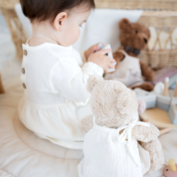 JBØRN Personalised Teddy & Matching Baby Dress | New Baby Girl Gift Set - Personalisable Baby Products Sold and Personalised by JustBørn