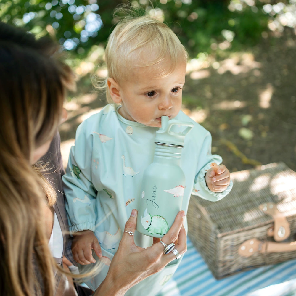 JBØRN Water Bottle & Matching Sleeved Bib - Personalisable Baby Products Sold and Personalised by JustBørn