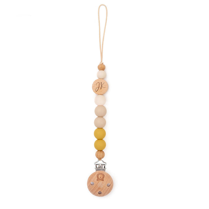 JBØRN Colour Block Pacifier Clip Chamomile Yes - Personalisable Baby Products Sold and Personalised by JustBørn