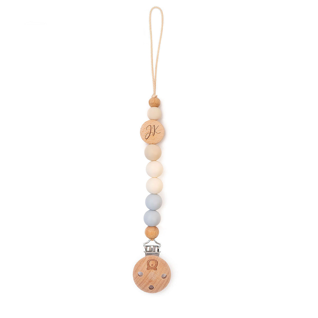 JBØRN Colour Block Pacifier Clip Powder Blue & Ivory - Personalisable Baby Products Sold and Personalised by JustBørn