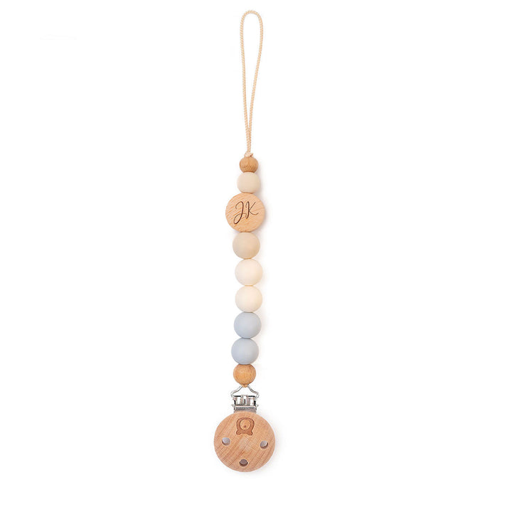 JBØRN Colour Block Pacifier Clip Powder Blue & Ivory - Personalisable Baby Products Sold and Personalised by JustBørn