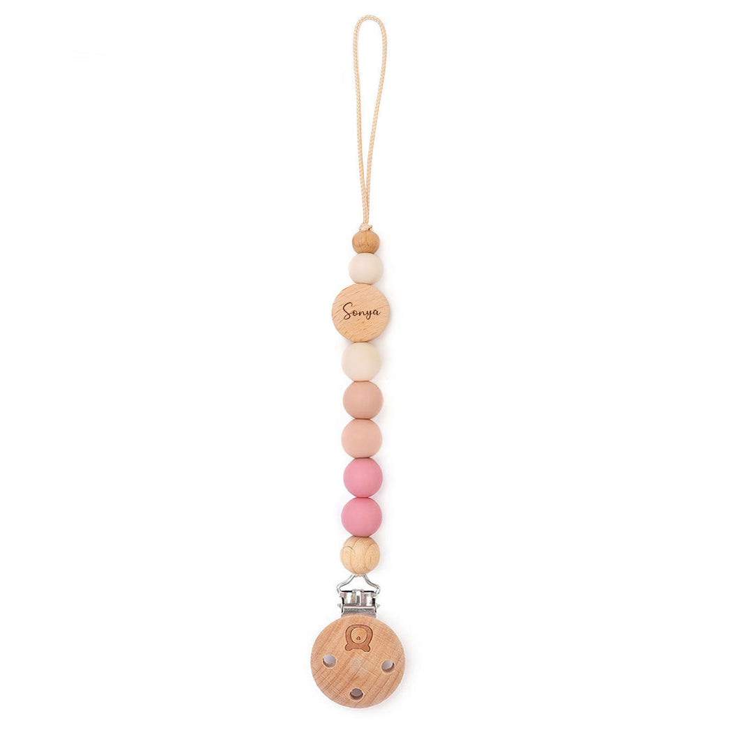JBØRN Colour Block Pacifier Clip Peony Yes - Personalisable Baby Products Sold and Personalised by JustBørn