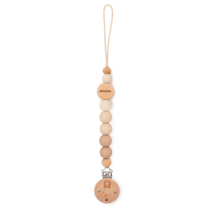 JBØRN Colour Block Pacifier Clip Vanilla & Ivory Yes - Personalisable Baby Products Sold and Personalised by JustBørn