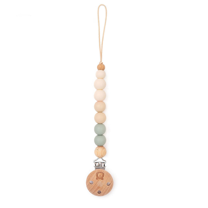 JBØRN Colour Block Pacifier Clip Sage & Cream No - Personalisable Baby Products Sold and Personalised by JustBørn