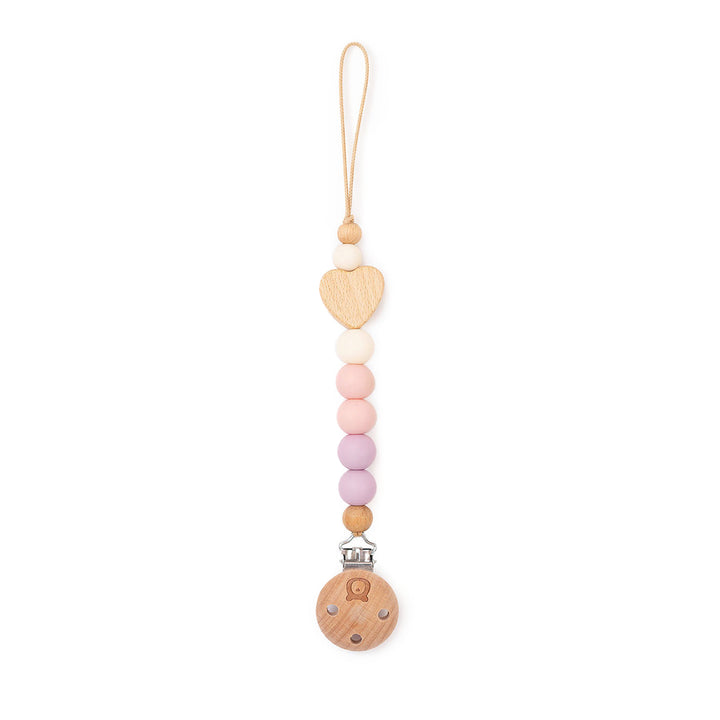 JBØRN Heart Pacifier Clip | Colour Block Lilac & Blossom - Personalisable Baby Products Sold and Personalised by JustBørn