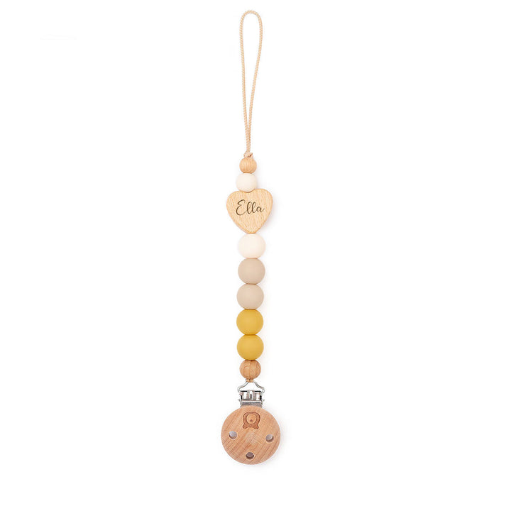 JBØRN Heart Pacifier Clip | Colour Block Chamomile - Personalisable Baby Products Sold and Personalised by JustBørn