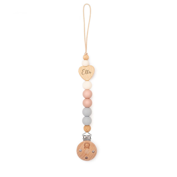 JBØRN Heart Pacifier Clip | Colour Block Cotton Candy - Personalisable Baby Products Sold and Personalised by JustBørn