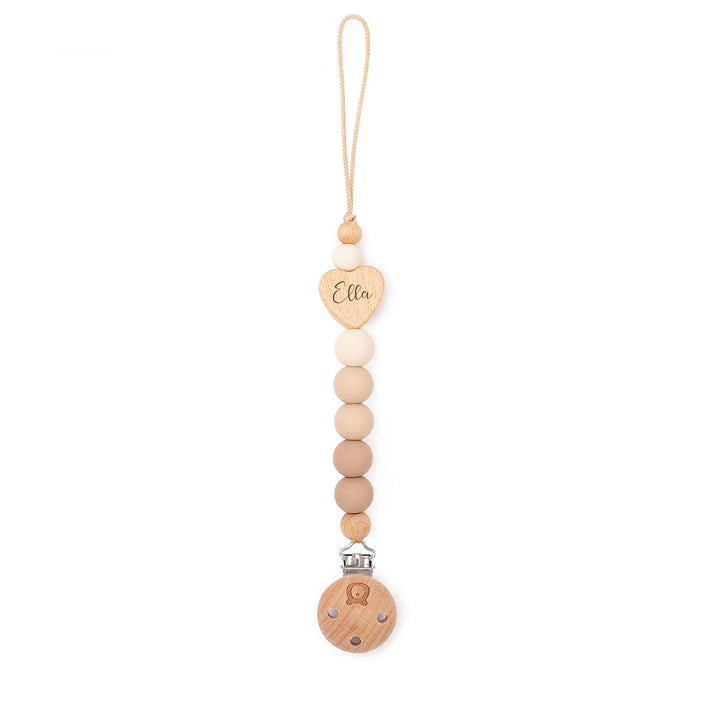 JBØRN Heart Pacifier Clip | Colour Block Vanilla & Ivory - Personalisable Baby Products Sold and Personalised by JustBørn