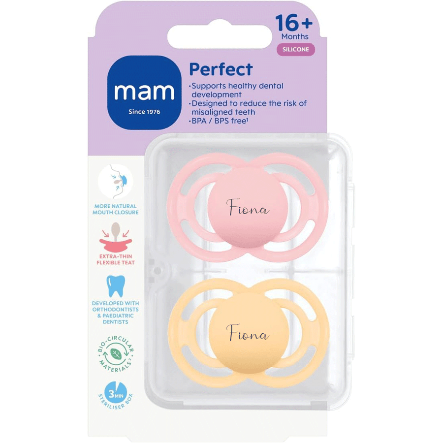 MAM Soother Perfect 16+ Months Baby Pink & Pink Cream Yes - Personalisable Baby Products Sold and Personalised by JustBørn