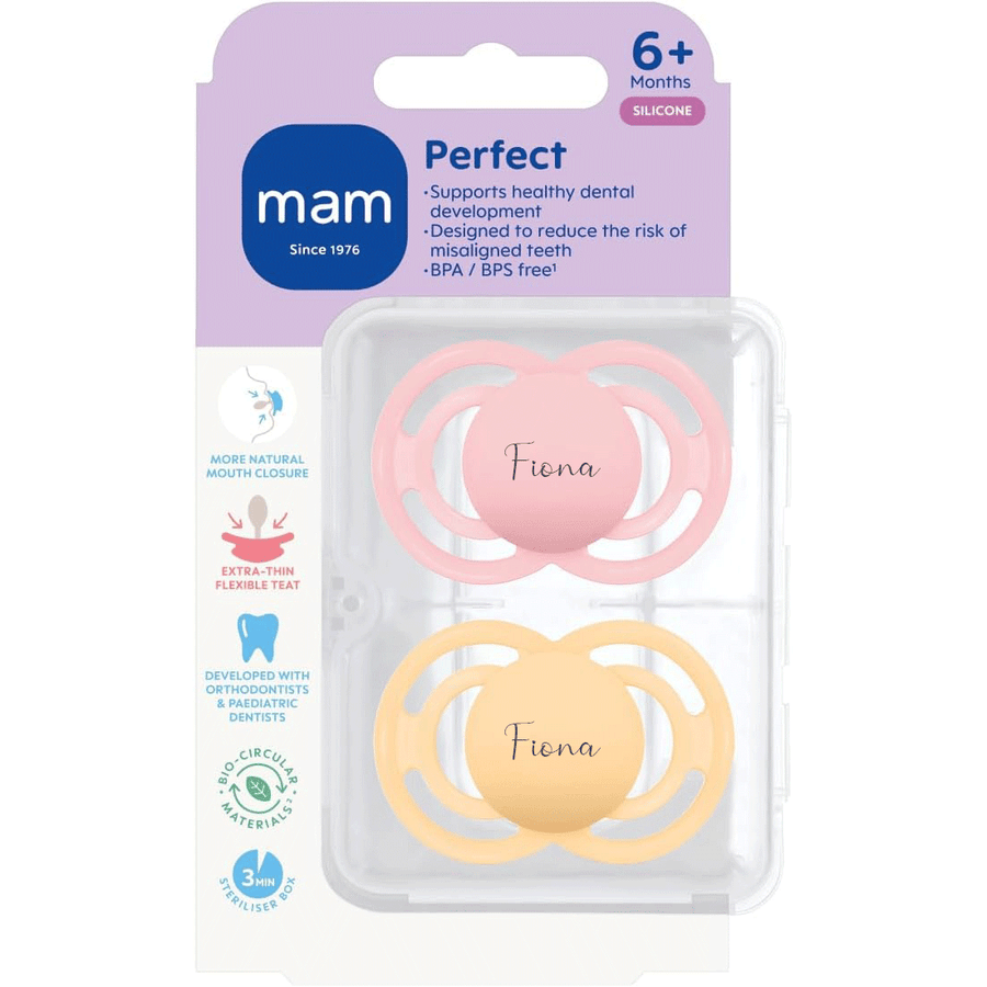 MAM Soother Perfect 6+ Months Baby Pink & Pink Cream Yes - Personalisable Baby Products Sold and Personalised by JustBørn