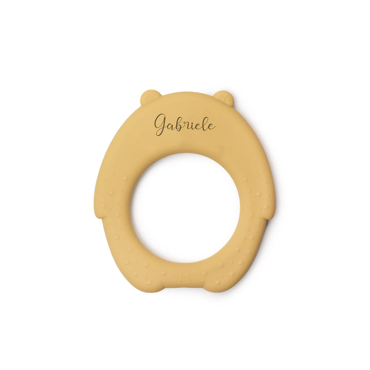 JBØRN Bear Teether Honey Gold Yes - Personalisable Baby Products Sold and Personalised by JustBørn