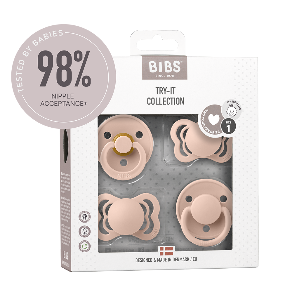BIBS Try-It Collection - Try 4 Different Pacifiers Blush - Personalisable Baby Products Sold and Personalised by JustBørn