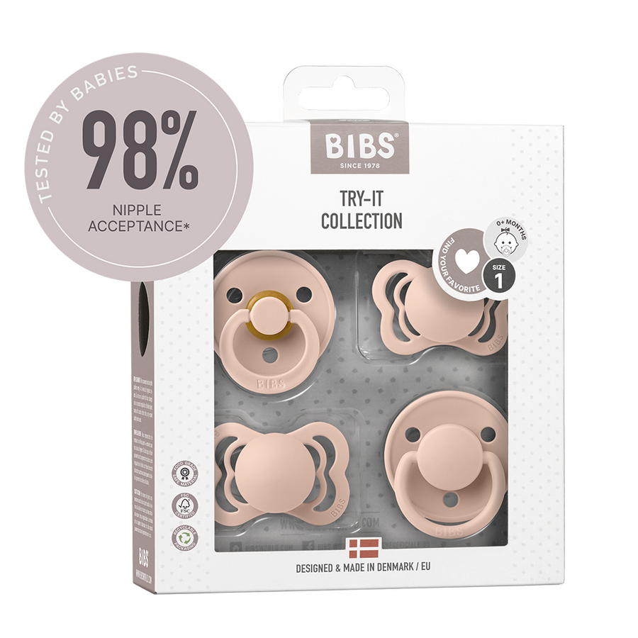 BIBS Try-It Collection - Try 4 Different Pacifiers Blush - Personalisable Baby Products Sold and Personalised by JustBørn