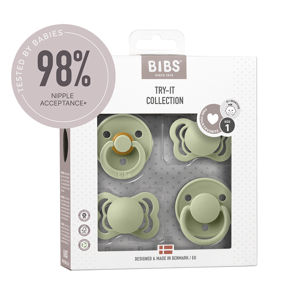 BIBS Try-It Collection - Try 4 Different Pacifiers Sage - Personalisable Baby Products Sold and Personalised by JustBørn