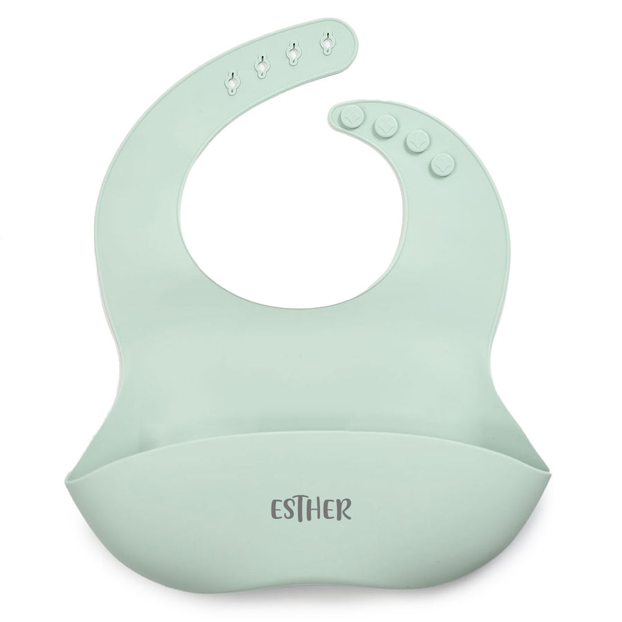 Seafoam JBØRN Silicone Baby Feeding Bib | Personalisable by Just Børn sold by Just Børn