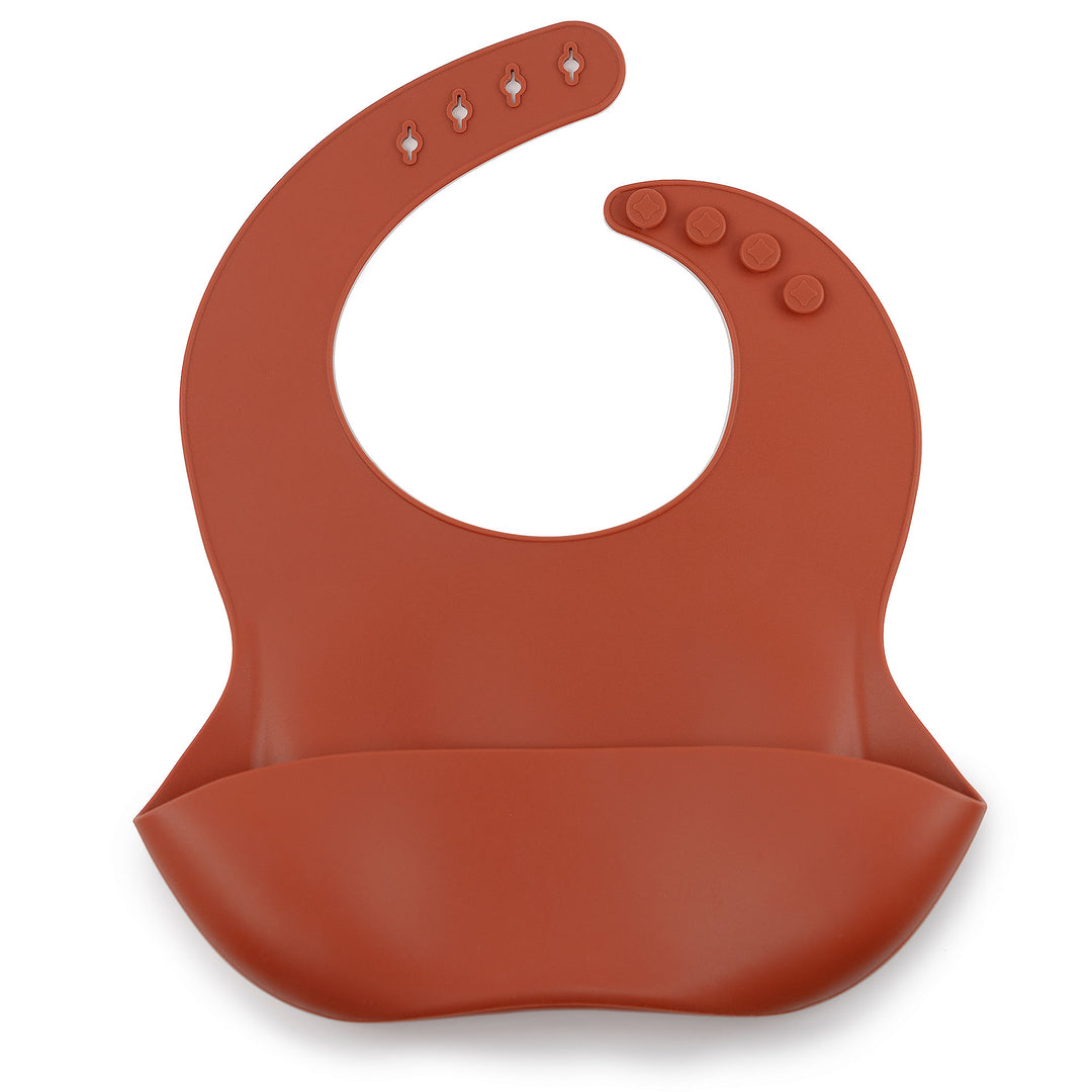 JBØRN Silicone Baby Feeding Bib | Weaning Essentials Rust - Personalisable Baby Products Sold and Personalised by JustBørn