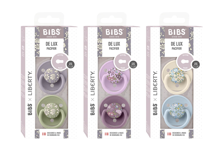 Eloise Baby Blue Mix BIBS x LIBERTY De Lux One Size Silicone Pacifiers - 2 Pack by BIBS sold by Just Børn