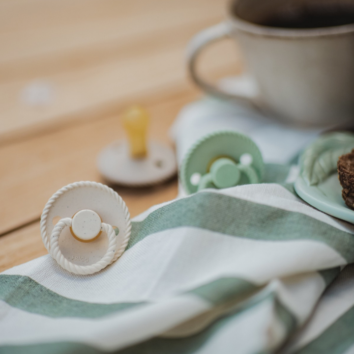 FRIGG Mini Mocha Natural Rubber Latex Pacifiers - Personalisable Baby Products Sold and Personalised by JustBørn
