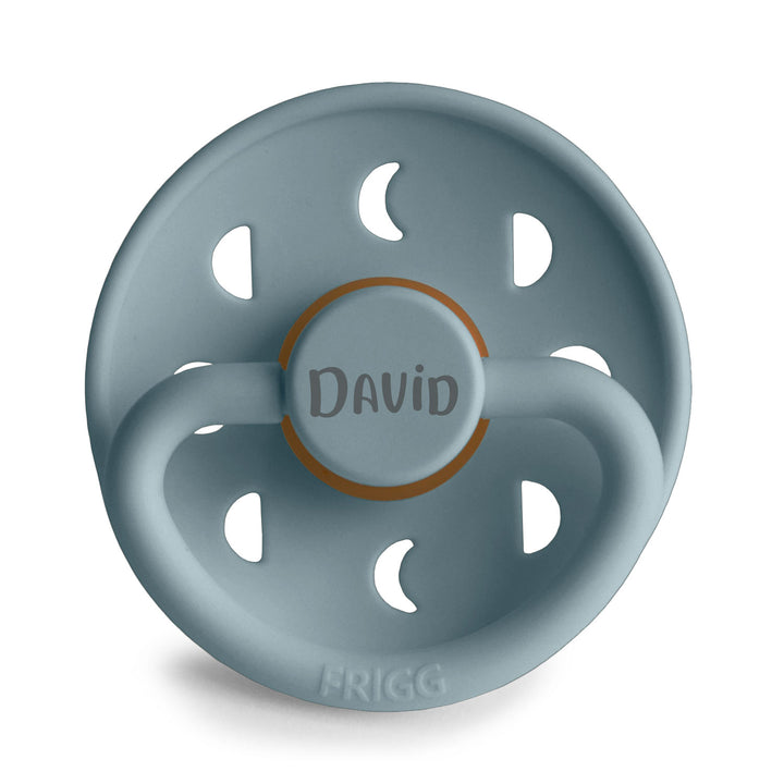 Stone Blue FRIGG Moon Natural Rubber Latex Pacifiers | Personalised by FRIGG sold by Just Børn