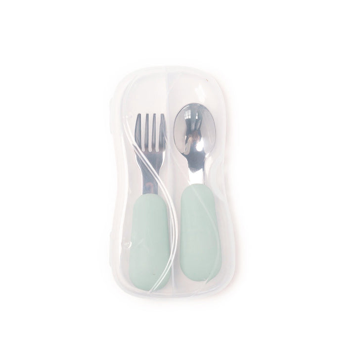 JBØRN Stainless Steel Cutlery Set Seafoam No - Personalisable Baby Products Sold and Personalised by JustBørn