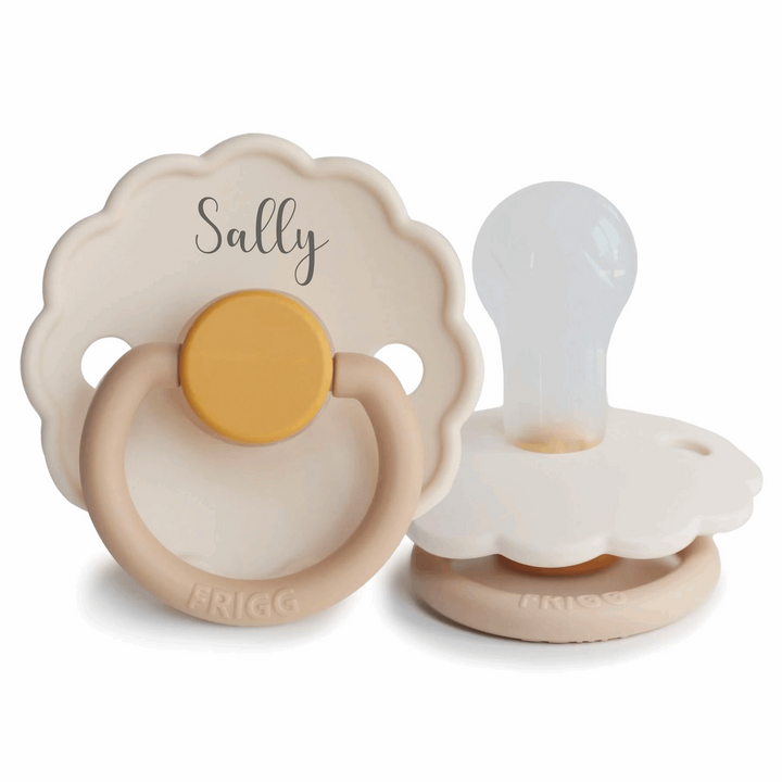 Chamomile FRIGG Daisy Silicone Pacifiers | Personalised by FRIGG sold by Just Børn