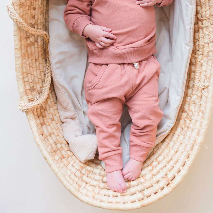 Clay JBØRN Organic Cotton Baby Tracksuit | Sweater & Joggers Set | Personalisable by Just Børn sold by Just Børn