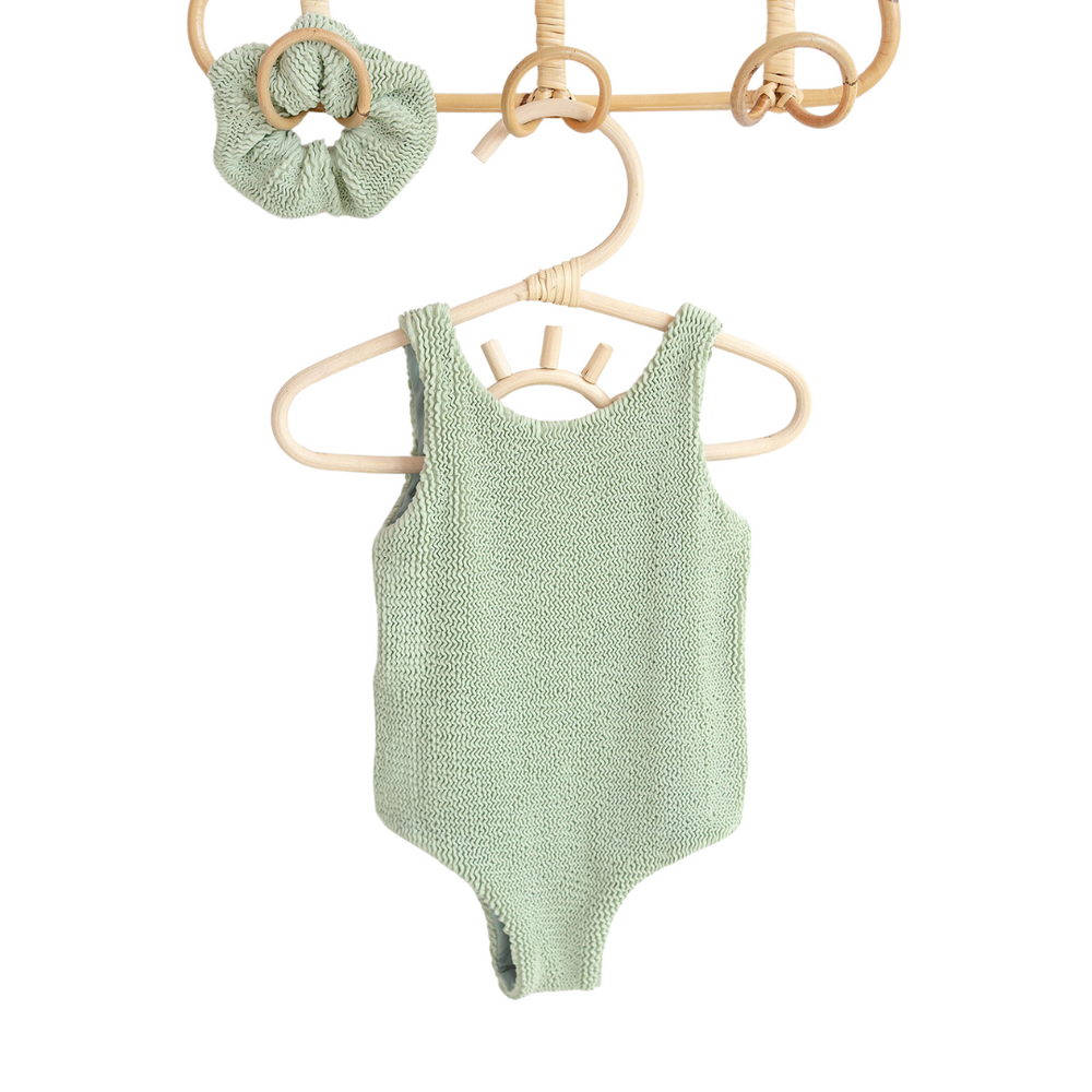 JBØRN Baby Girl Classic Crinkle Swimsuit & Scrunchie - Personalisable Baby Products Sold and Personalised by JustBørn