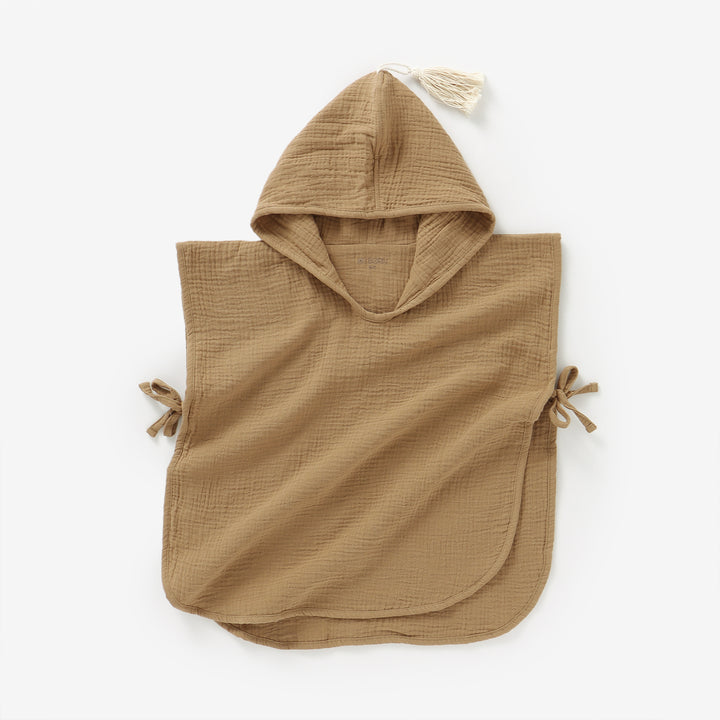 Cappuccino JBØRN Organic Cotton Muslin Hooded Poncho Towel | Personalisable by Just Børn sold by Just Børn