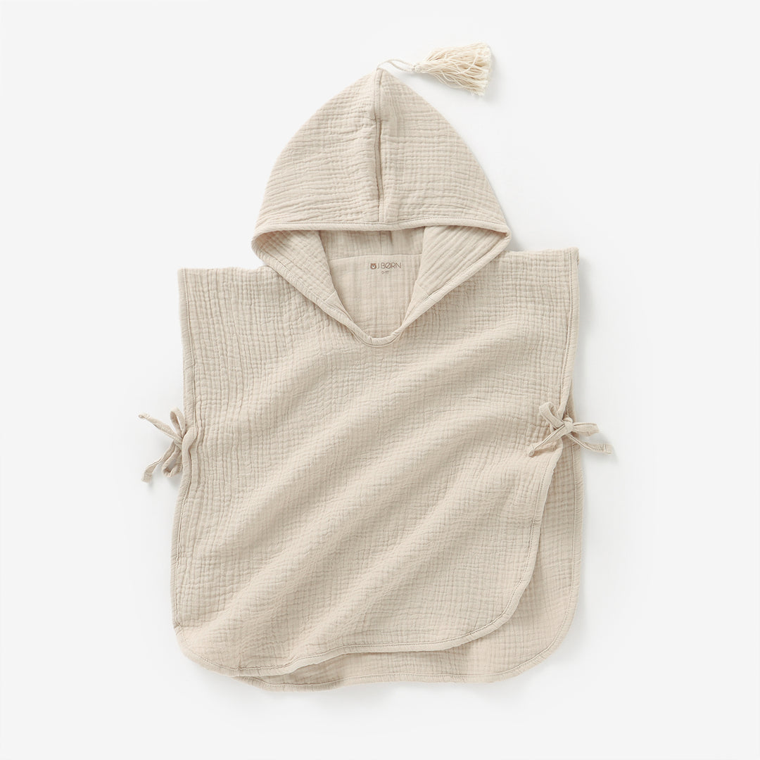 Oatmeal JBørn - Organic Cotton Muslin Hooded Poncho Towel by Just Børn sold by Just Børn