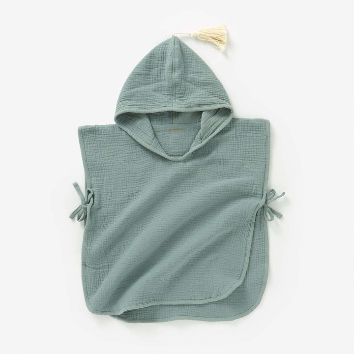 JBØRN Organic Cotton Muslin Hooded Poncho | Personalisable Sage - Personalisable Baby Products Sold and Personalised by JustBørn