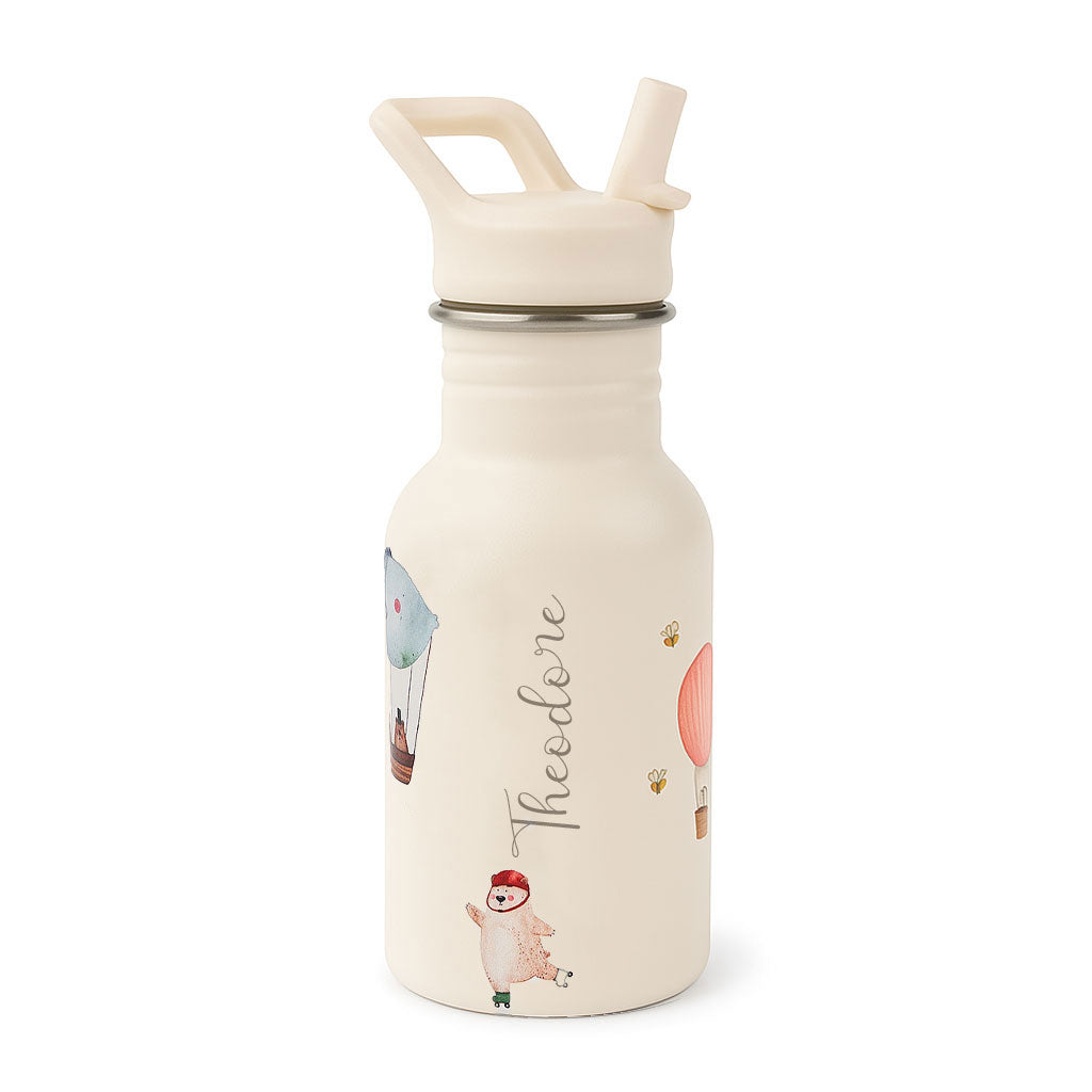 JBØRN Personalised Stainless Steel Kids Water Bottle Adventure Bear - Personalisable Baby Products Sold and Personalised by JustBørn
